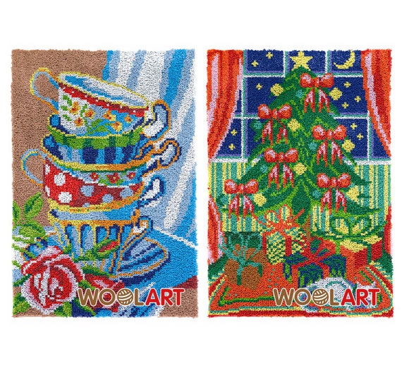 Christmas Gnomes Latch Hook Cushion Cover Kits for Adults Blank Canvas 