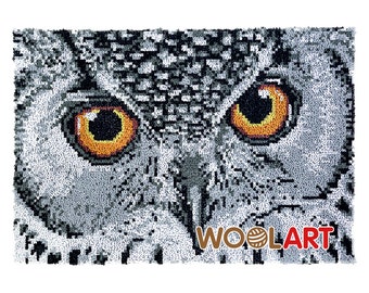 Owl Face Latch Hook Rug Kits for Adults Blank Canvas