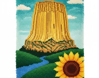 Wyoming Latch Hook Kit DIY Rug Making Kit Pre-Printed Canvas 55x75cm