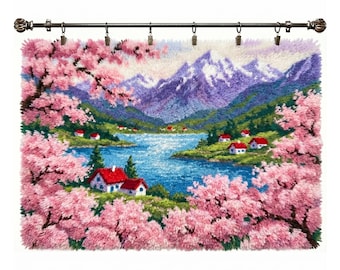 Mountain View DIY Latch Hook Kit Adult Yarn Rug Country Cottage Wall Art Decor