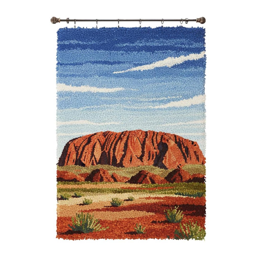 Uluru Rugs Uluru Ayers Rock Australia Latch Hook Kit DIY Rug Making Kit Pre ...