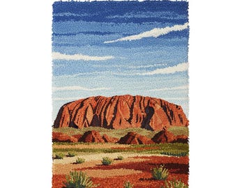 Uluru Ayers Rock Australia Latch Hook Kit DIY Rug Making Kit Pre-Printed Canvas 69x102cm