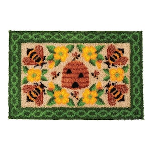 Queen Bee Latch Hook Rug Kits Pre-Printed Canvas with Non-Slip Backing 102x69cm