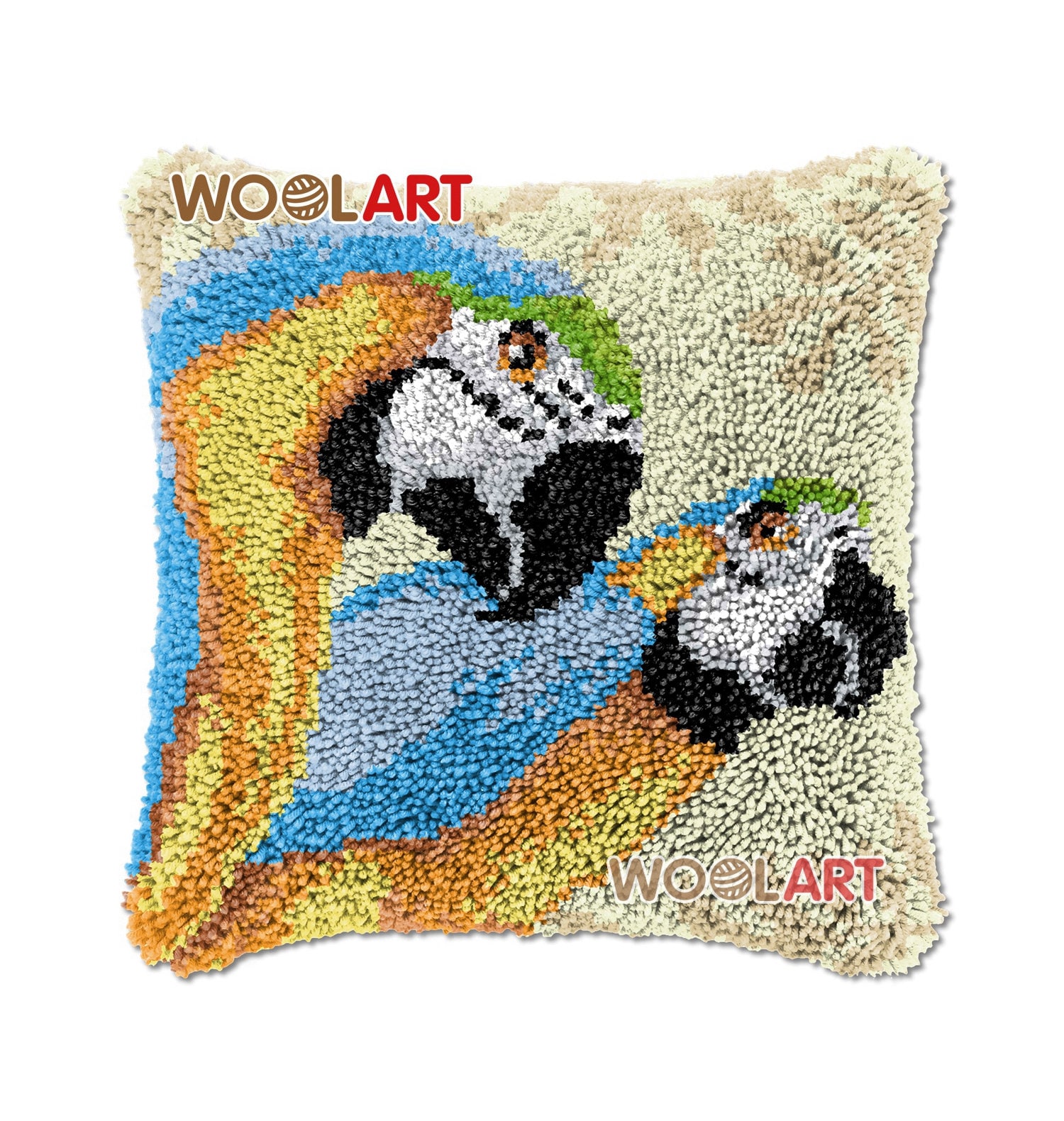 Latch Hook Cushion Cover Two Parrots Needlepoint Kits Chunky Etsy