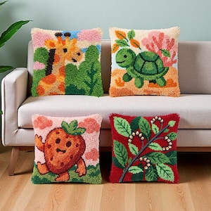 Skurriles Natur-Klapphaken-Kissen-Kit Giraffe Schildkröte Beerenblatt Boho Kinderzimmer Dekor