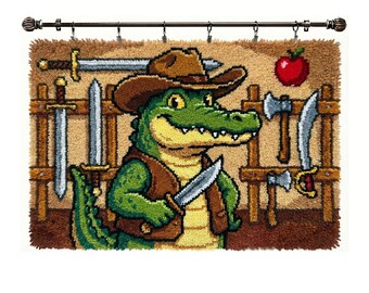 Cowboy Crocodile Latch Hook Kit Easy Rug Making DIY Craft Birthday Gift Playroom