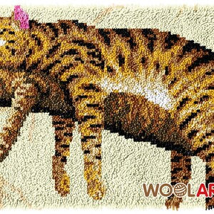 Sleeping Cat Latch Hook Rug Kits for Adults Blank Canvas 64x48cm