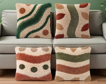 Boho Geometric Latch Hook Kit For Adults DIY Pillow Kits Modern Living Room Decor
