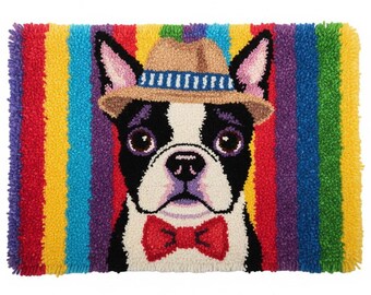 Kit Tapisserie à Nouer Chien Labrador - Kit Crochet Latch 52x38cm Pour Enfants, Débutants Et Adultes