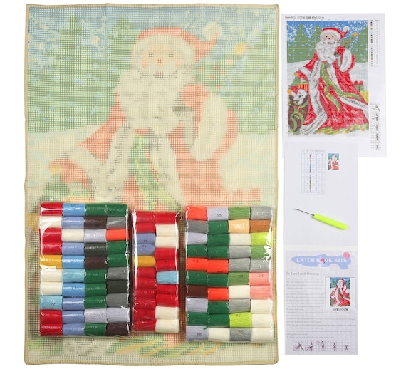 DIY Latch Hook Pillow Kits, Color Printed Throw Pillow Christmas