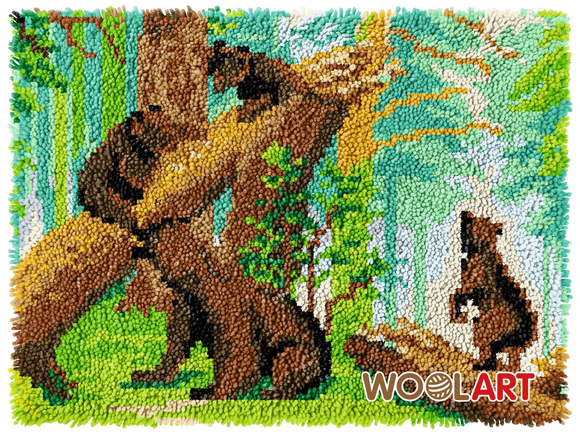 Forest Bears Latch Hook Rug Kits for Adults Blank Canvas Etsy