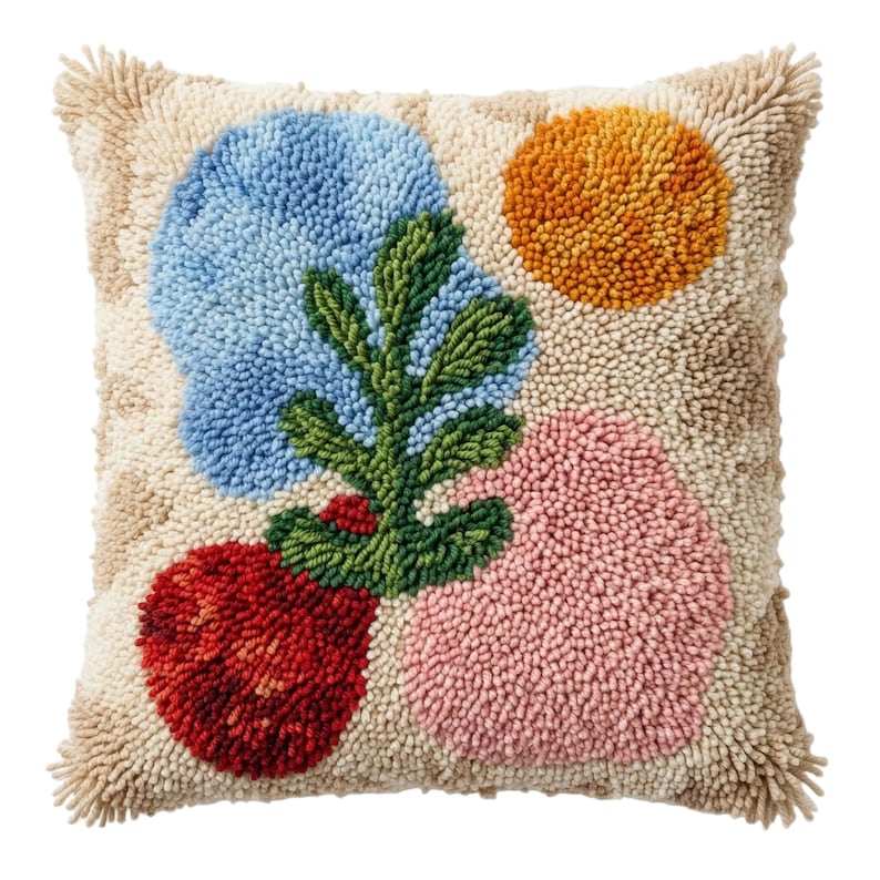 Abstract Floral Latch Hook Pillow Kit Vibrant Matisse Art Cushion Cover Gift Style A