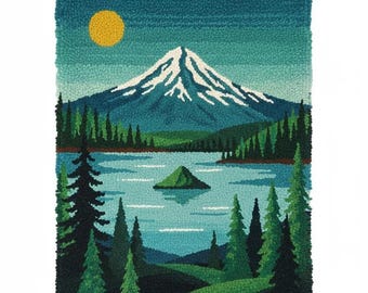 Oregon Latch Hook Kit DIY Rug Making Kit Pre-Printed Canvas 55x75cm
