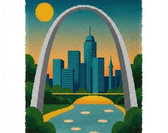 Missouri Latch Hook Kit DIY Rug Making Kit Pre-Printed Canvas 55x75cm