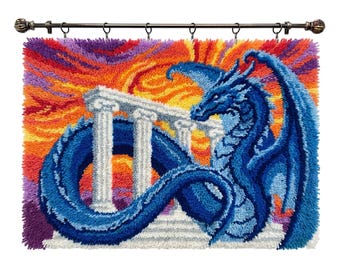 Kit de ganchillo Blue Dragon para tejer alfombras de fantasía para adultos (regalo para intercambio en clubes de lectura).