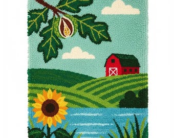 Ohio Latch Hook Kit DIY Rug Making Kit Pre-Printed Canvas 55x75cm