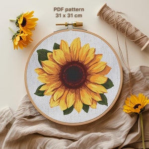 Gorgeous Sunflower PDF cross-stitch pattern, Digital cross-stitch, PDF cross-stitch sunflower, summer sunflower cross-stitch