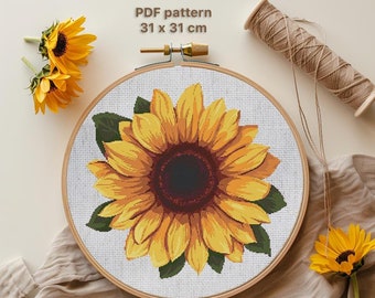 Sunflower Cross-Stitch Pattern, Floral Home Decor (PDF Pattern)