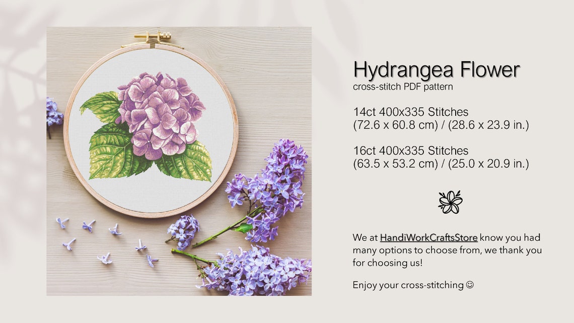 Hydrangea PDF Cross-stitch Pattern Digital Cross-stitch PDF - Etsy