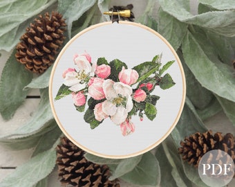 Cross Stitch Pattern, Cherry Blossom Branch, Instant PDF Download, X ...