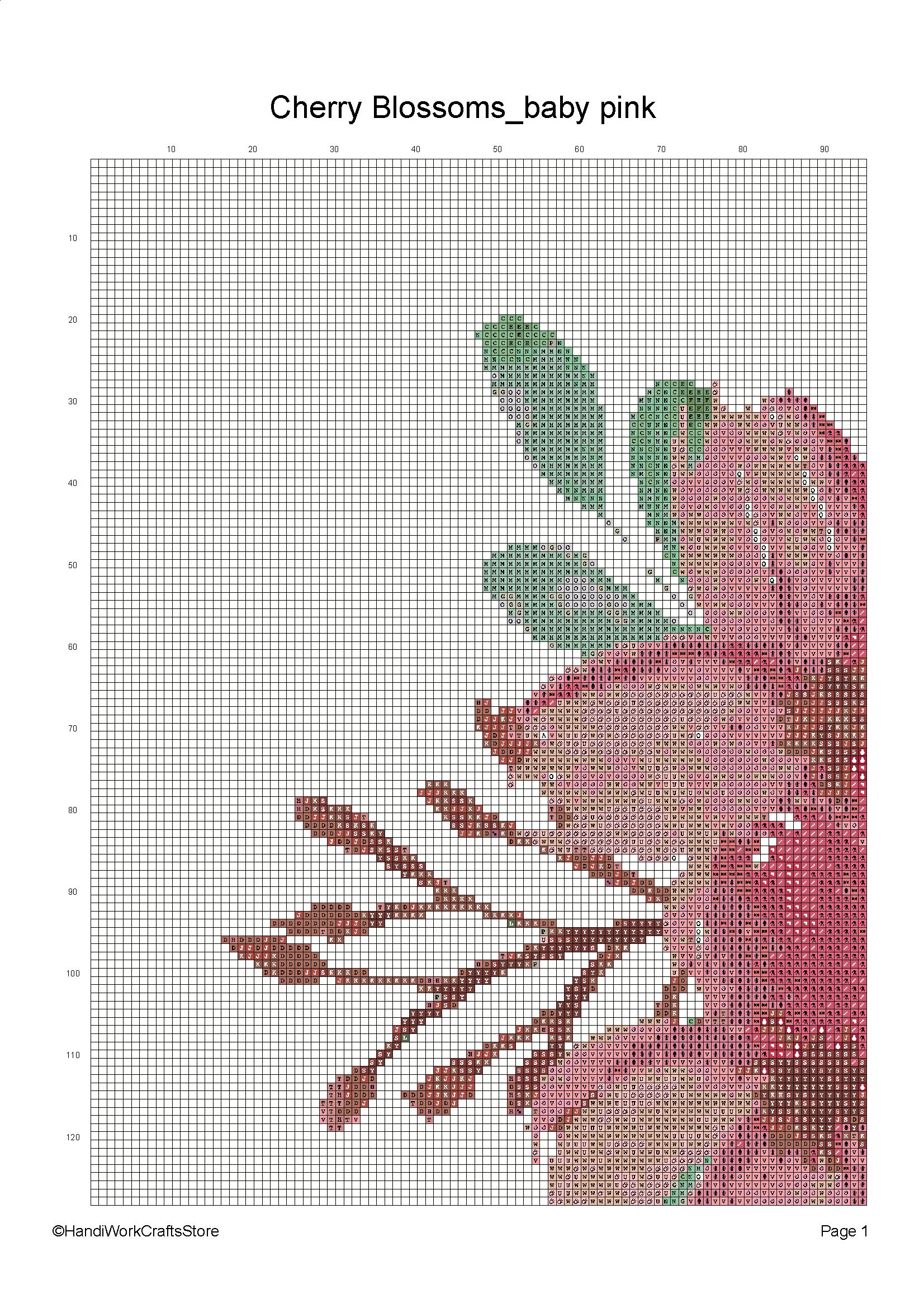Cherry Blossom in Baby Pink PDF Cross-stitch, PDF Cross Stitch Pattern ...