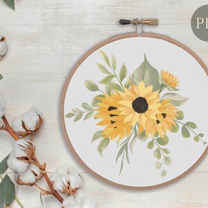 Sunflowers PDF cross-stitch pattern, Digital cross-stitch, PDF cross-stitch sunflowers, floral cross-stitch, Sunflowers