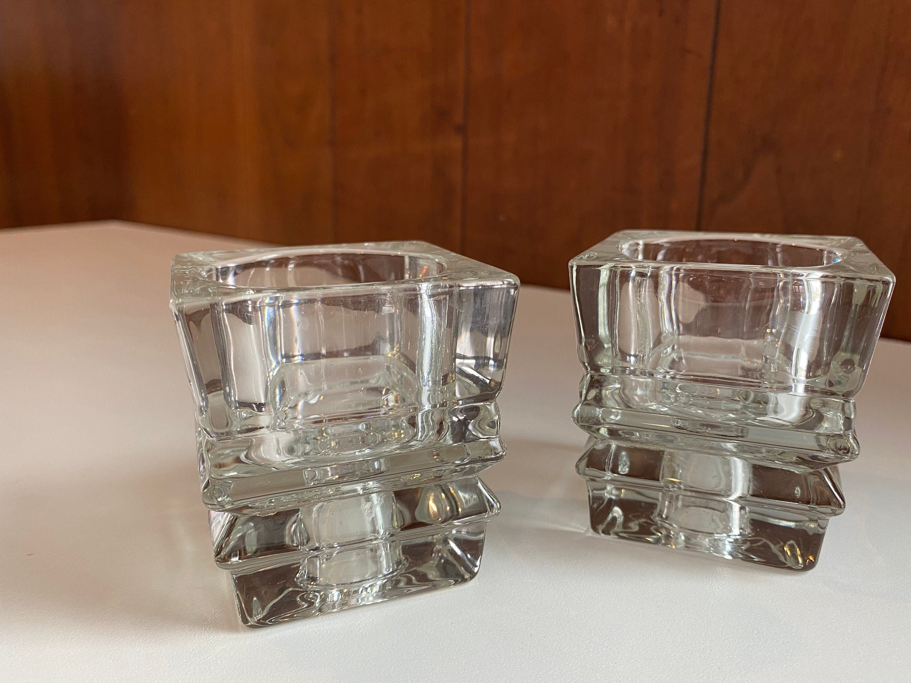 Pair of vintage Avon glass candle holders can be used with Etsy
