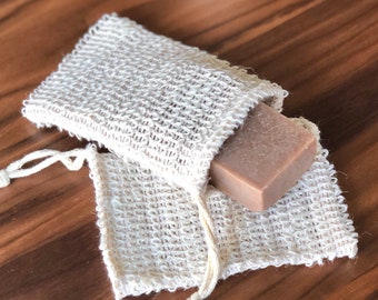 biodegradable natural sisal soap saver pouch | zero waste eco friendly gift, vegan plastic free, sustainable living