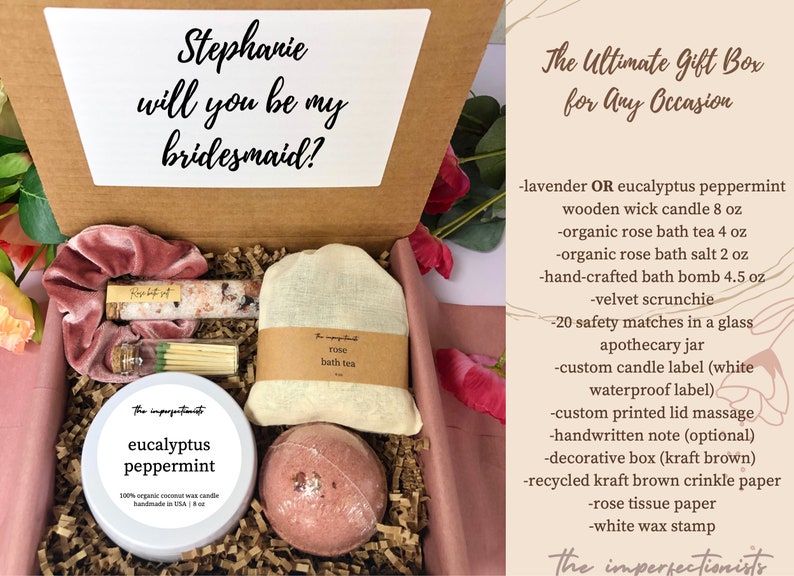 personalized birthday gift box, personalized bridesmaid proposal gift, complete maid of honor gift, bridesmaid matron of honor gift image 2