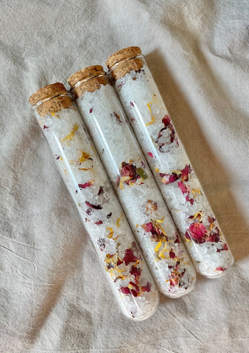 LARGE organic bath salts, free custom label bath salt test tubes, single bath salt for summer wedding favors bridal shower gift vegan image 8