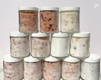 12 BULK 9.5oz bath salts wholesale / organic vegan bath soaks / fresh calming bath salts for birthdays, party favors bridesmaid gift wedding