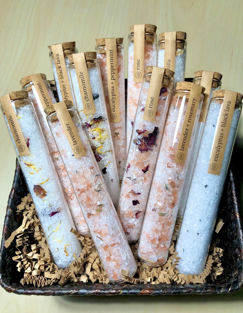 LARGE organic bath salts, free custom label bath salt test tubes, single bath salt for summer wedding favors bridal shower gift vegan image 9