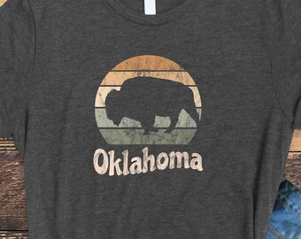 Oklahoma Shirt, Oklahoma Retro Sunset, Distressed Oklahoma Shirt, Vintage Oklahoma Tee, Retro Oklahoma Shirt