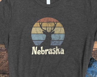 Nebraska Shirt, Nebraska Retro Sunset, Distressed Vintage Nebraska Tee, NE Shirt