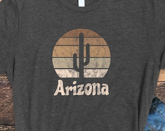 Arizona Retro Sunset, Super Soft Bella Canvas Unisex T-Shirt, Arizona Shirt, Distressed Arizona Shirt, Vintage Arizona Tee, Retro 1970s