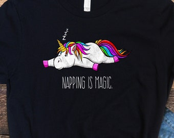 Funny Unicorn Shirt, Napping Is Magic, Cute Unicorn Tee, Distressed Unicorn Shirt, Funny Gift