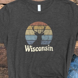 Wisconsin Shirt, Wisconsin Retro Sunset, Distressed Wisconsin Shirt, Vintage Wisconsin Tee, WI Shirt