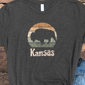 Kansas Shirt, Kansas Retro Sunset, Distressed Kansas Shirt, Vintage Kansas Tee, Retro Kansas Shirt