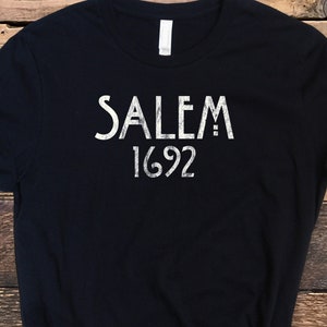 Salem Shirt, Salem 1692 Shirt, Halloween Shirt, Distressed Salem Witch Trials Shirt, Halloween Graphic Tee