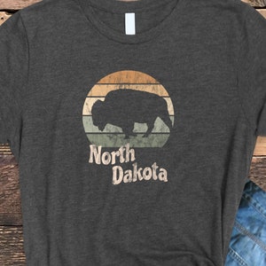 North Dakota Shirt, North Dakota Retro Sunset Shirt, Distressed North Dakota Shirt, ND Shirt