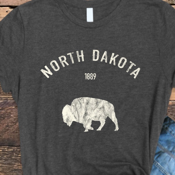 North Dakota 1889, Super Soft Bella Canvas Unisex T-Shirt, North Dakota Shirt, Distressed North Dakota Shirt, North Dakota Tee, ND Shirt