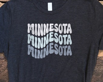 Minnesota Retro Shirt, Super Soft Bella Canvas Unisex T-Shirt, Distressed Retro Minnesota Shirt, MN Shirt, Wavy Minnesota Shirt, MN Wavy