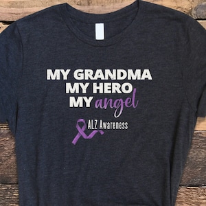 Alzheimer's Shirt, Grandma Hero Angel Shirt, Alzheimer's Awareness, ALZ Awareness, Distressed ALZ Shirt, ALZ Remembrance Shirt