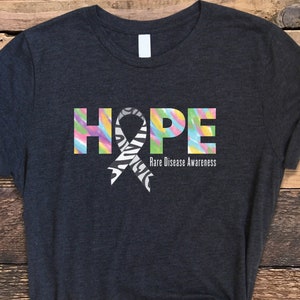 Rare Disease Shirt, HOPE Rare Disease Awareness Shirt, Rare Disease Day Shirt, Zebra Ribbon Shirt, Family Support Tee, Rare Disease Tee