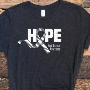 Rare Disease Shirt, HOPE Rare Disease Awareness Shirt, Rare Disease Day Shirt, Zebra Ribbon Shirt, Family Support Tee, Rare Disease Tee