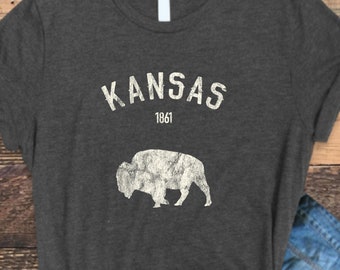 Kansas Shirt, Kansas 1861, Distressed Kansas Shirt, Kansas Tee, KS Shirt