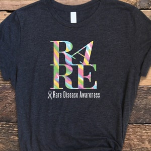 RARE, Rare Disease Awareness Shirt, Super Soft Bella Canvas T-Shirt, Rare Disease Day Shirt, Zebra Ribbon Shirt, Family Support Tee