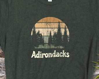 Adirondacks Shirt, Adirondacks Retro Sunset, Distressed Adirondacks Shirt, Vintage Adirondacks Tee