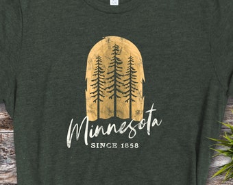 Minnesota Shirt, Minnesota 1858, Distressed Minnesota Shirt, Minnesota Tee, MN Shirt, Minnesota Gift, Minnesota Travel Shirt