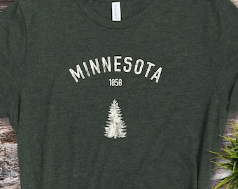 Minnesota Shirt, Minnesota 1858, Distressed Minnesota Shirt, Minnesota Tee, MN Shirt, Minnesota Gift, Minnesota Travel Shirt